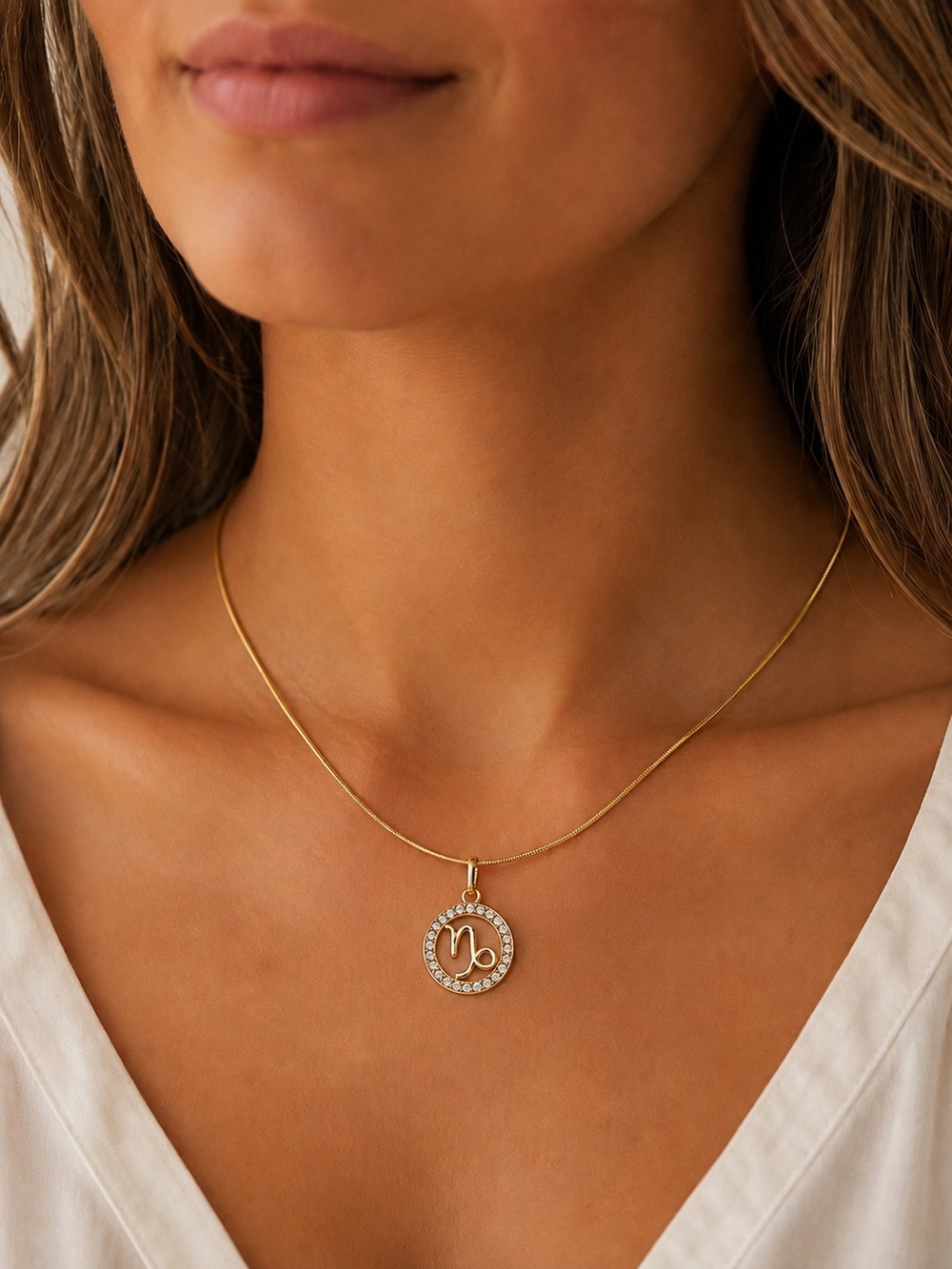 Capricorn Zodiac Celestial Necklace 18K Gold Plated Birth Sign December January - Picture 3 of 4